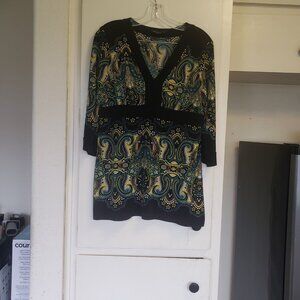 INC Yellow, Black and Green Long Sleeve Top